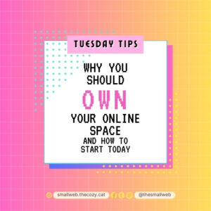 Tueday Tips: Why You Should Own Your Online Space (and How to Start Today) | smallweb.thecozy.cat